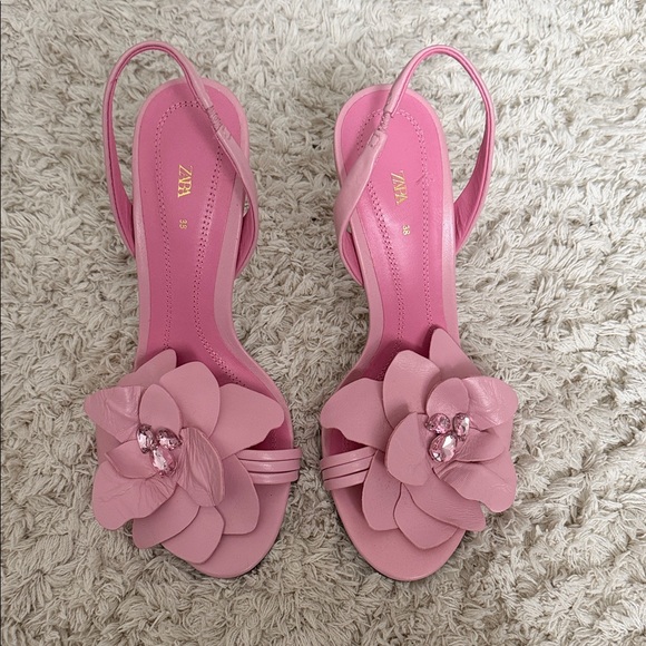 Zara Shoes - Zara Pink Floral Heels